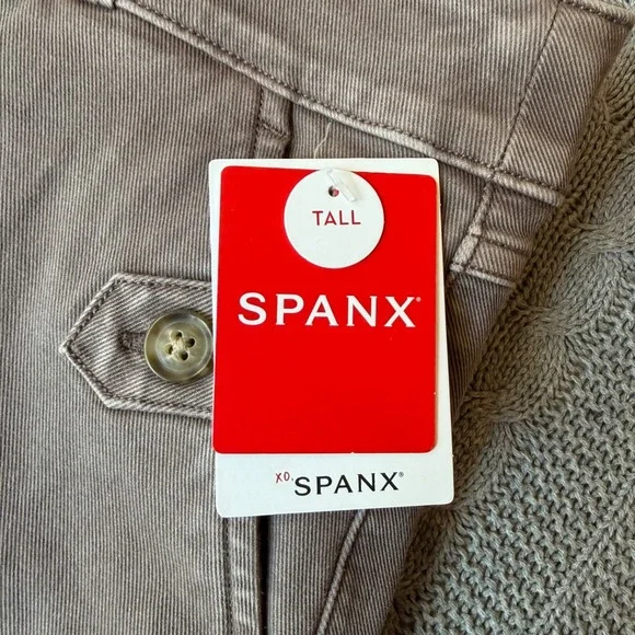 NWT SPANX 20312R Stretch Twill Cropped Wide Leg XL Tall in Almond Khaki Pants - Picture 2 of 11